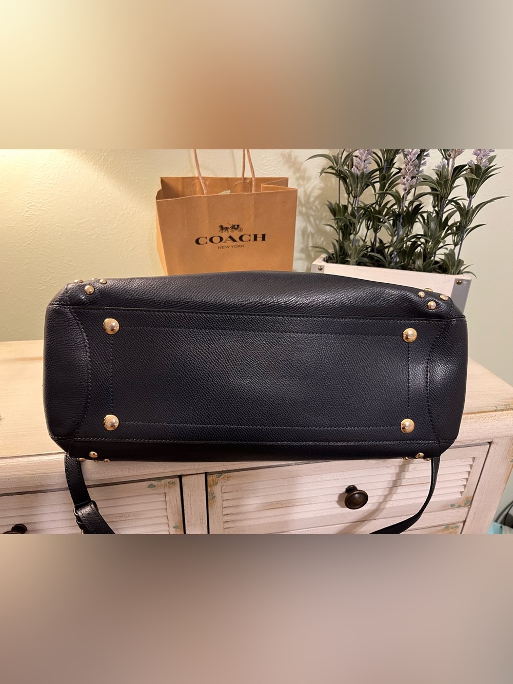 Coach Margot Studded Carryall Midnight Blue Leather F35274 Excellent Condition - Picture 6 of 13
